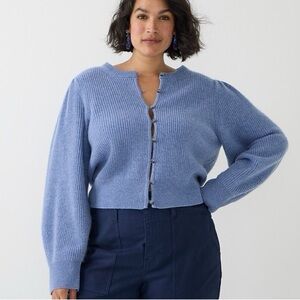 J.Crew Cashmere Cropped Puff Sleeve Cardigan XL